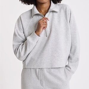 Express Women’s Quarter Zip Gray Boxy Sweatshirt NWT- Size XL